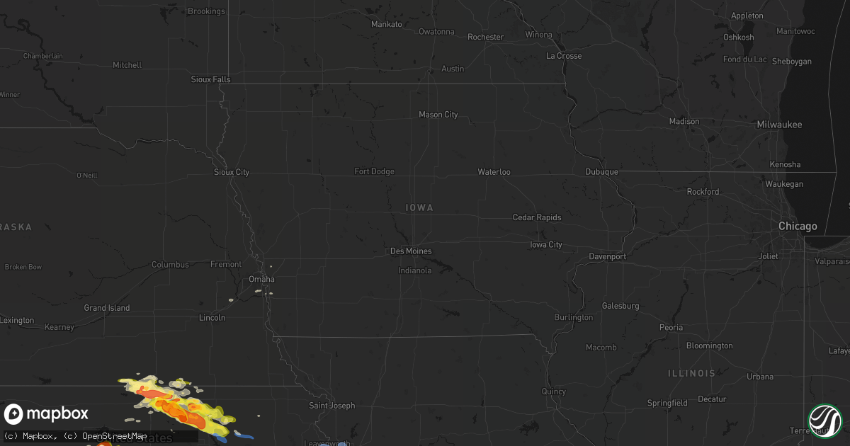 Hail map in Iowa on April 9, 2026
