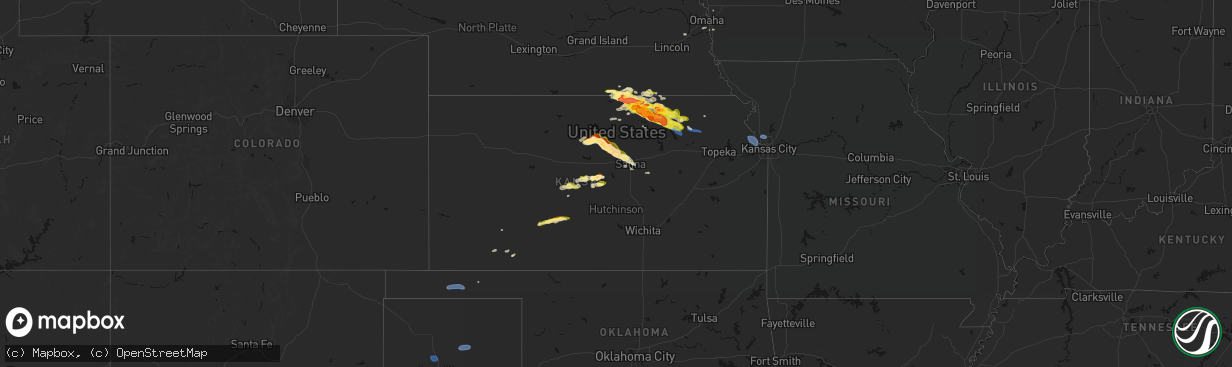 Hail map in Kansas on April 9, 2026