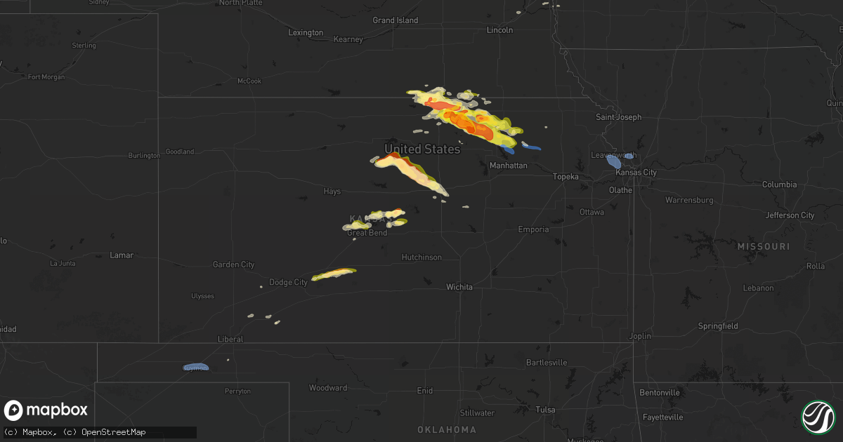 Hail map in Kansas on April 9, 2026