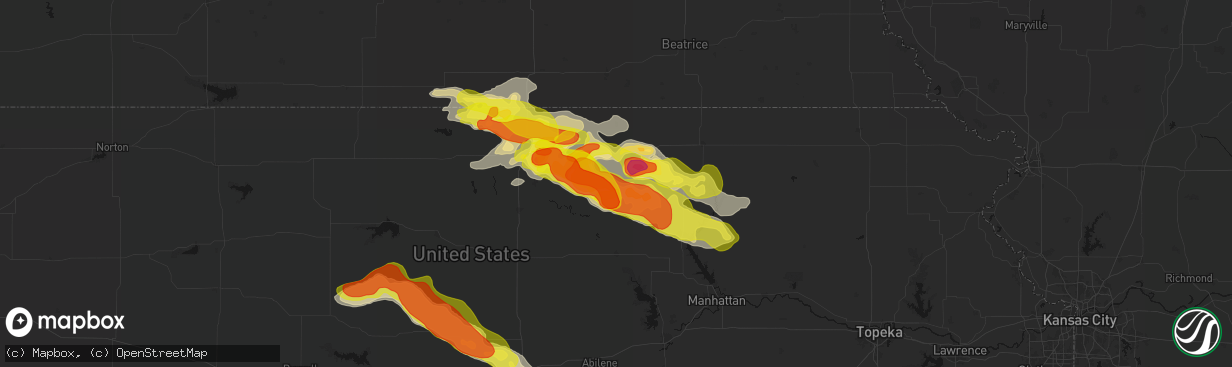 Hail map in Linn, KS on April 9, 2026