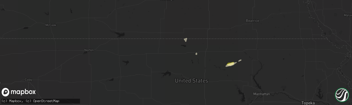 Hail map in Mankato, KS on April 9, 2026