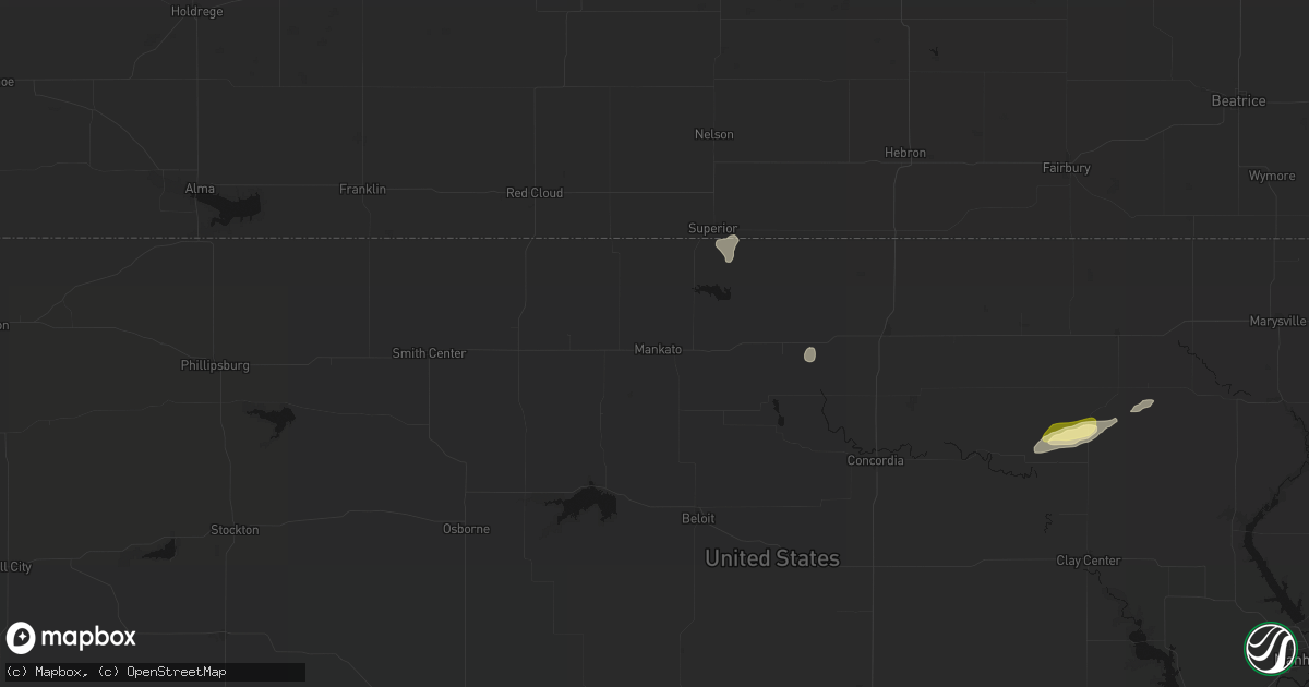 Hail map in Mankato, KS on April 9, 2026