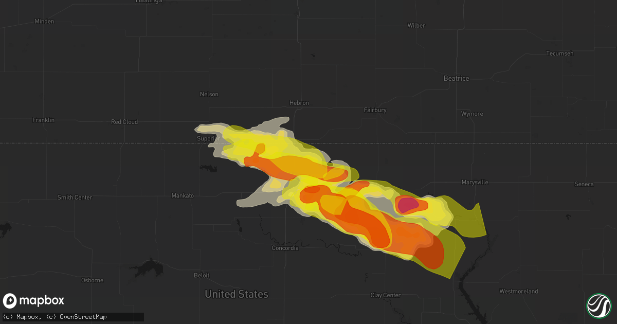Hail map in Munden, KS on April 9, 2026