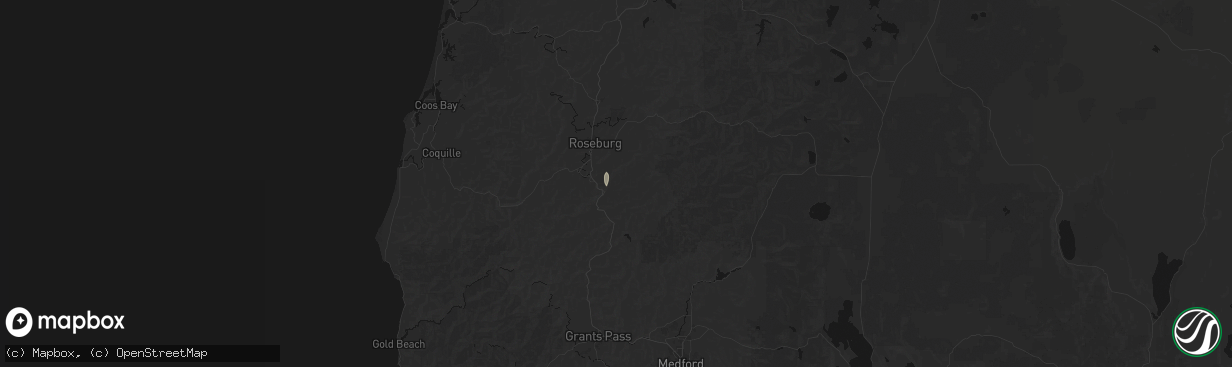 Hail map in Myrtle Creek, OR on April 9, 2026