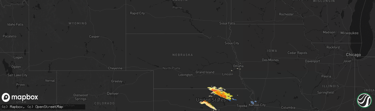 Hail map in Nebraska on April 9, 2026