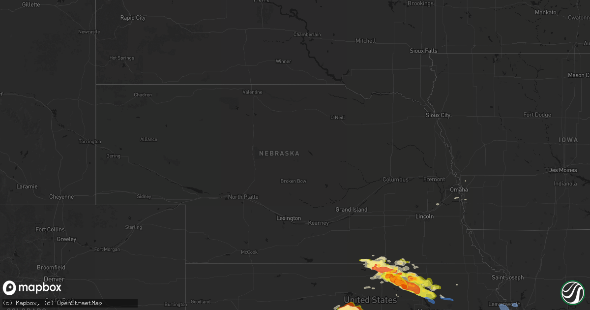Hail map in Nebraska on April 9, 2026