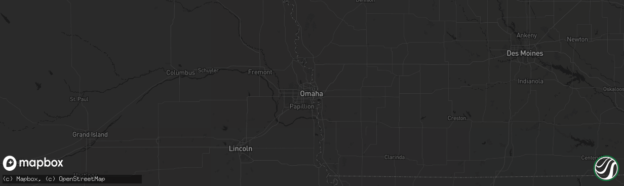 Hail map in Omaha, NE on April 9, 2026