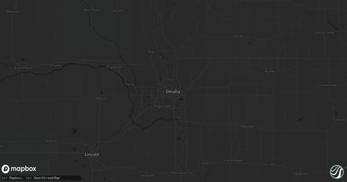 Hail map in Omaha, NE on April 9, 2026