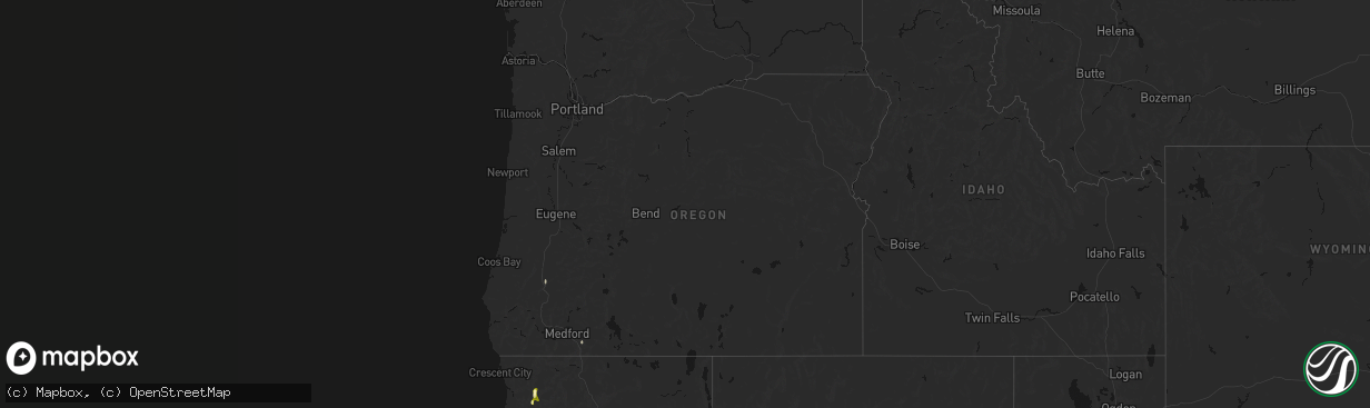 Hail map in Oregon on April 9, 2026
