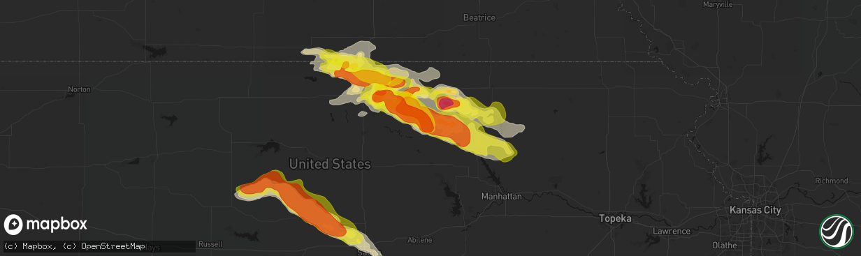 Hail map in Palmer, KS on April 9, 2026