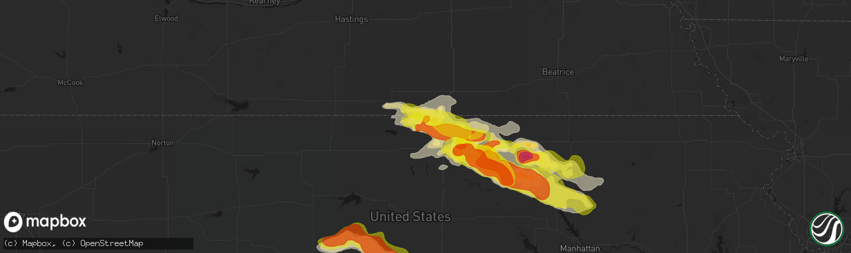 Hail map in Republic, KS on April 9, 2026