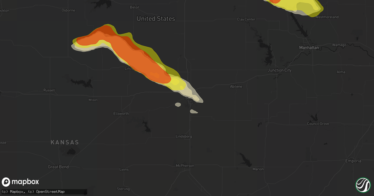 Hail map in Salina, KS on April 9, 2026