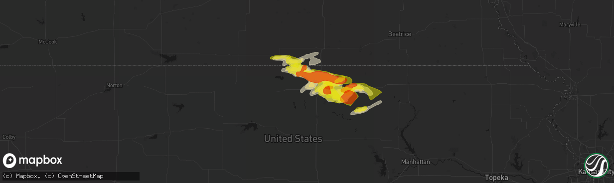 Hail map in Scandia, KS on April 9, 2026