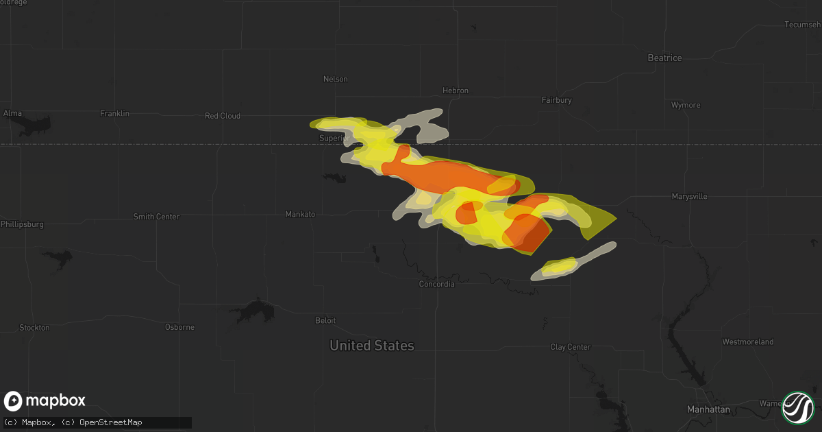 Hail map in Scandia, KS on April 9, 2026
