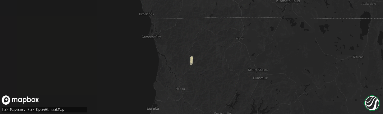 Hail map in Somes Bar, CA on April 9, 2026