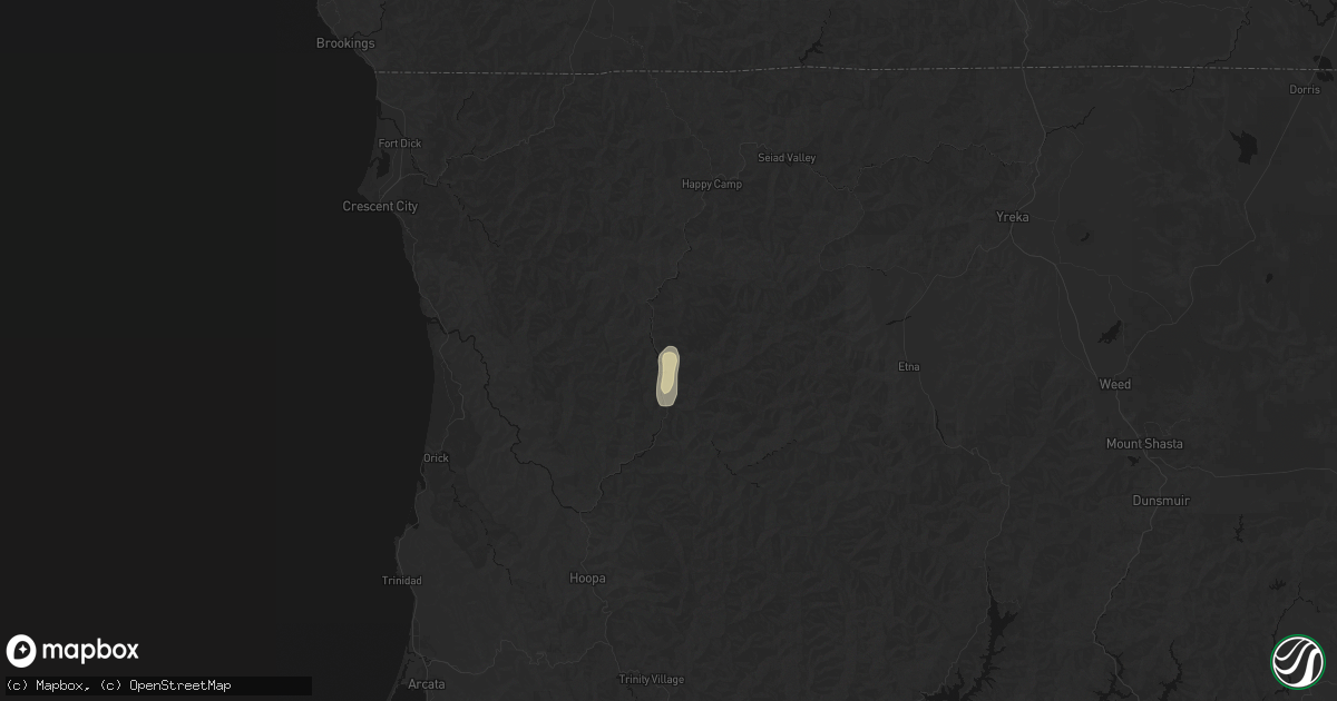 Hail map in Somes Bar, CA on April 9, 2026
