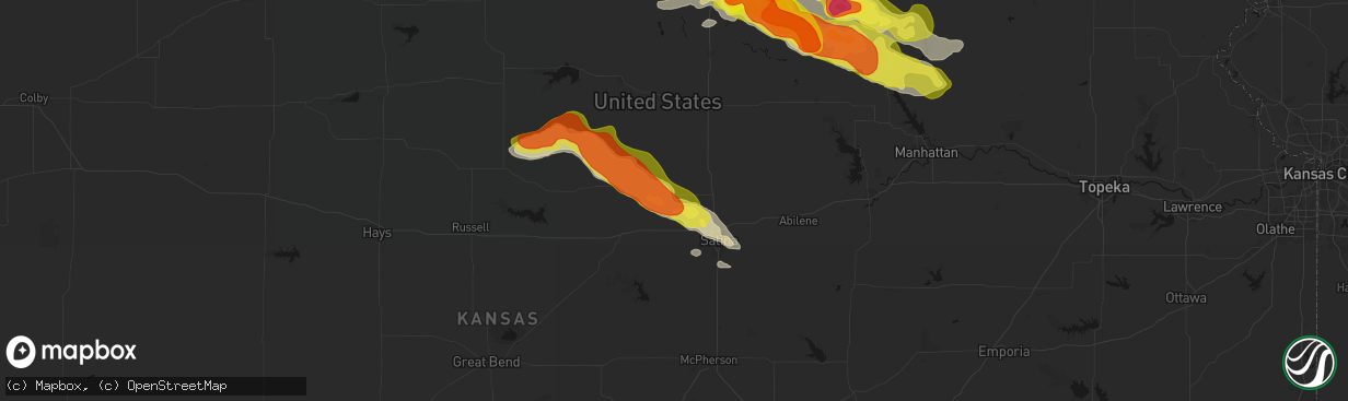 Hail map in Tescott, KS on April 9, 2026