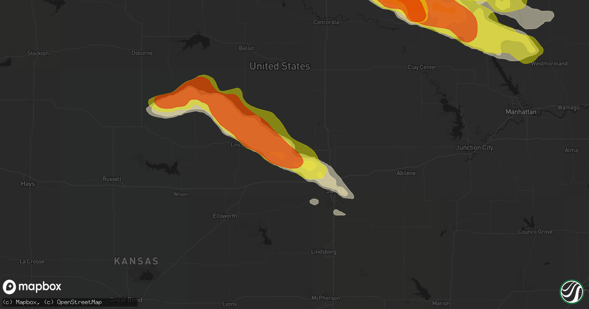 Hail map in Tescott, KS on April 9, 2026