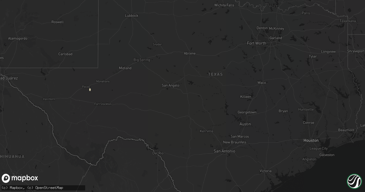 Hail map in Texas on April 9, 2026