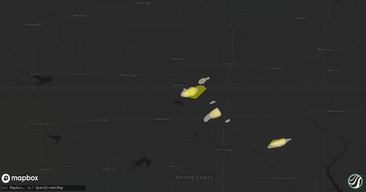 Hail map in Webber, KS on April 9, 2026