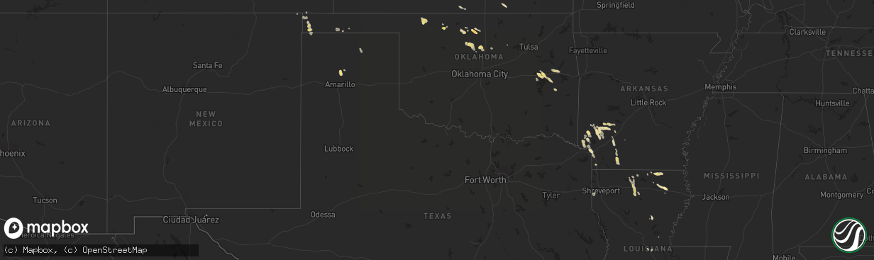 Hail map in Arkansas on April 10, 2012