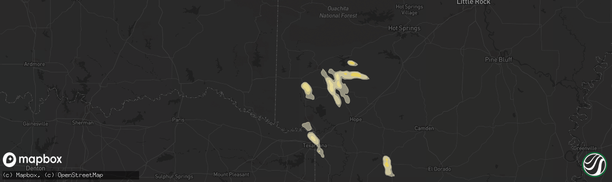 Hail map in Magnolia, AR on April 10, 2012