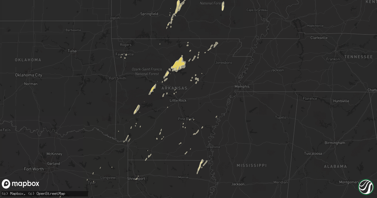 Hail map in Arkansas on April 10, 2013