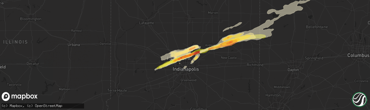 Hail map in Carmel, IN on April 10, 2013