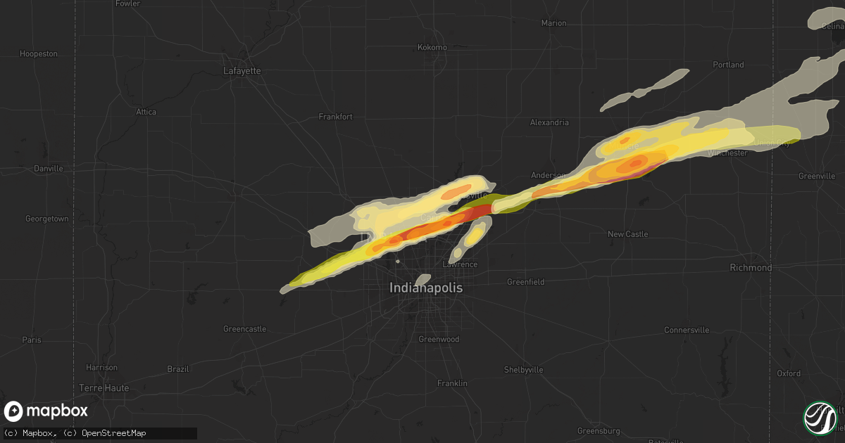 Hail map in Carmel, IN on April 10, 2013