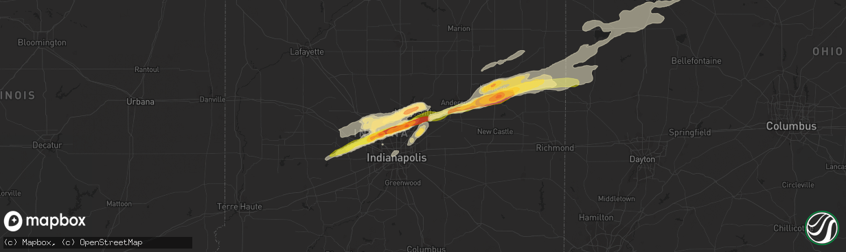 Hail map in Fishers, IN on April 10, 2013