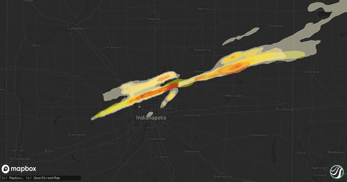 Hail map in Fishers, IN on April 10, 2013