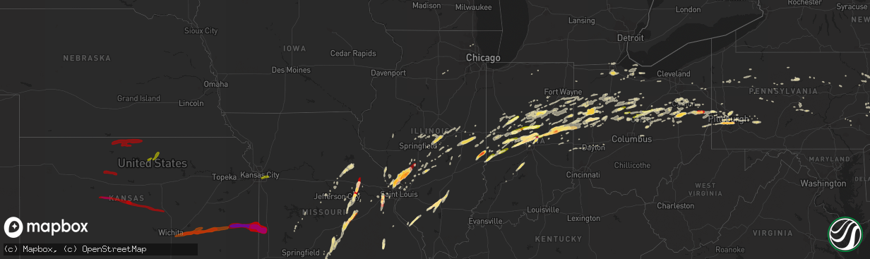 Hail map in Illinois on April 10, 2013