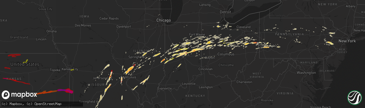 Hail map in Indiana on April 10, 2013