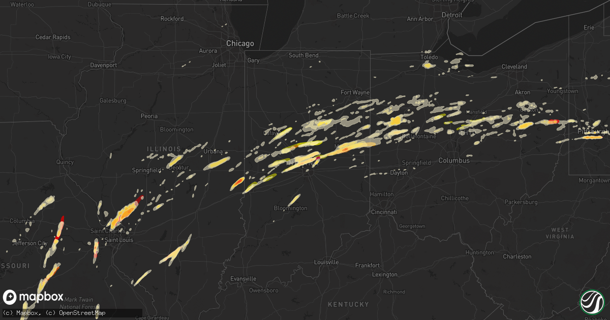 Hail map in Indiana on April 10, 2013