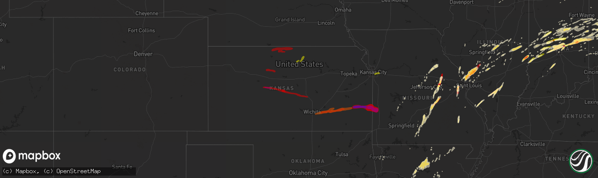 Hail map in Kansas on April 10, 2013