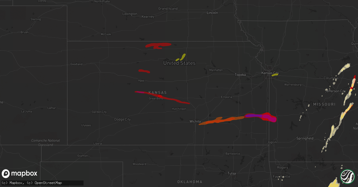 Hail map in Kansas on April 10, 2013