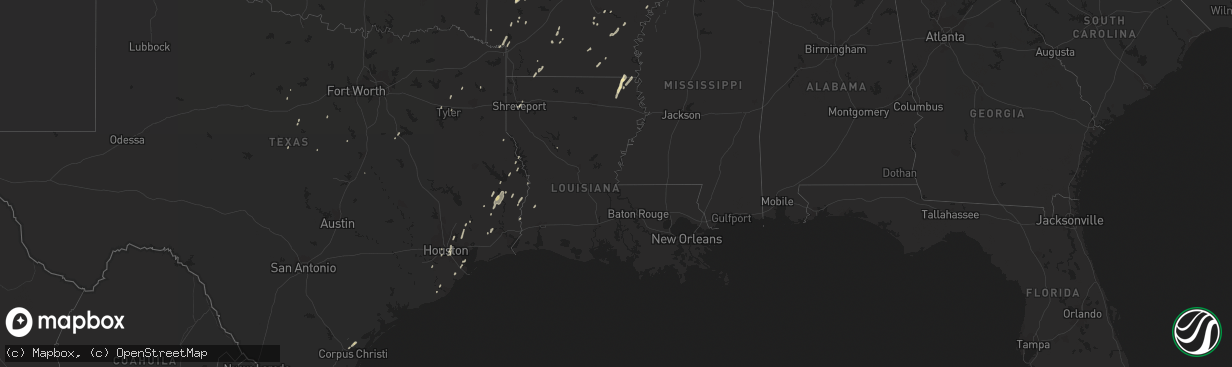 Hail map in Louisiana on April 10, 2013