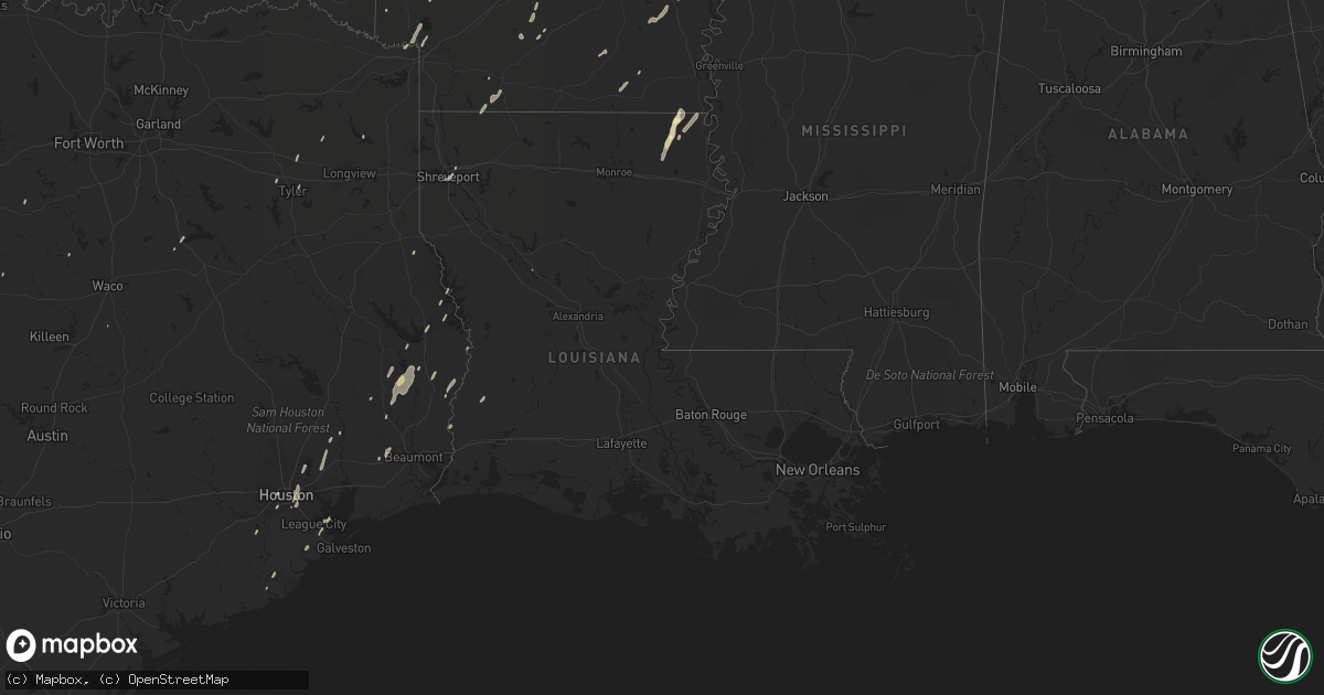 Hail map in Louisiana on April 10, 2013