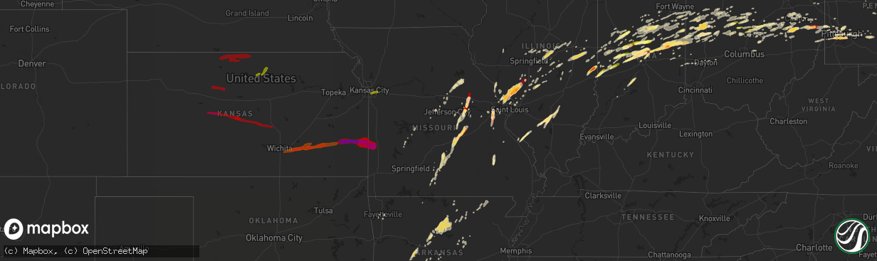 Hail map in Missouri on April 10, 2013