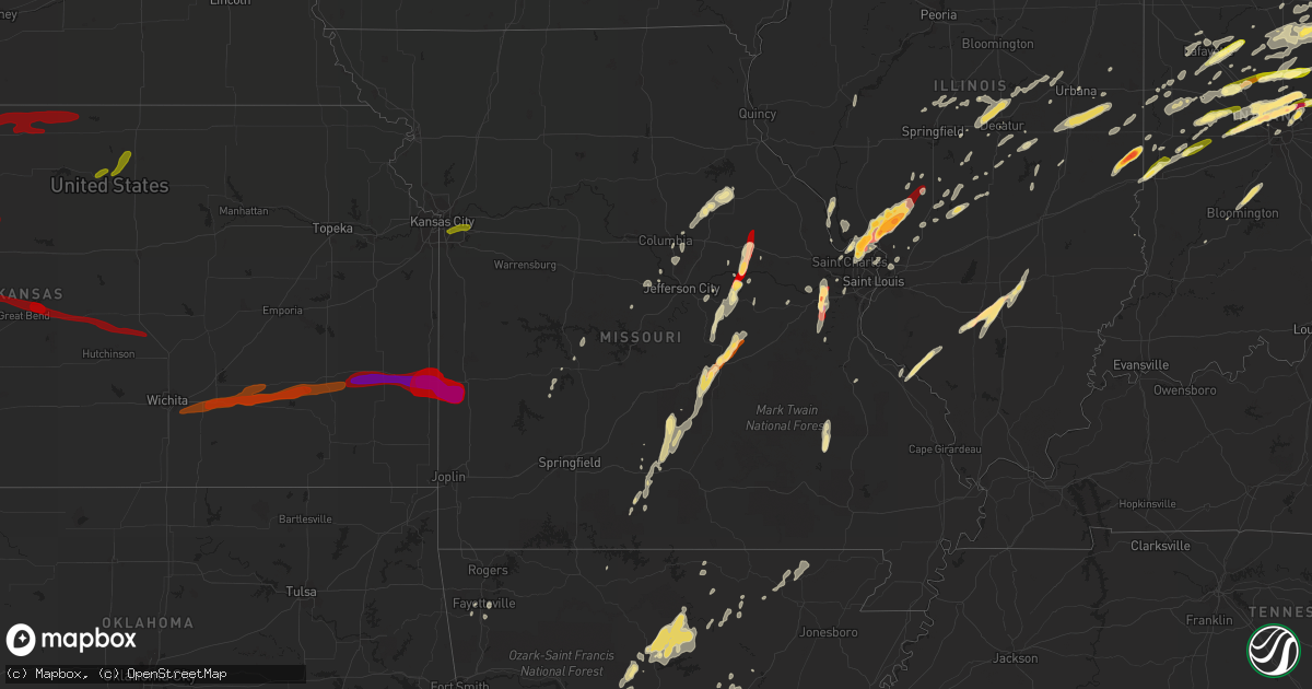 Hail map in Missouri on April 10, 2013