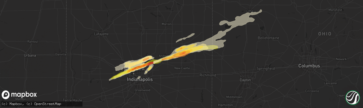 Hail map in Muncie, IN on April 10, 2013