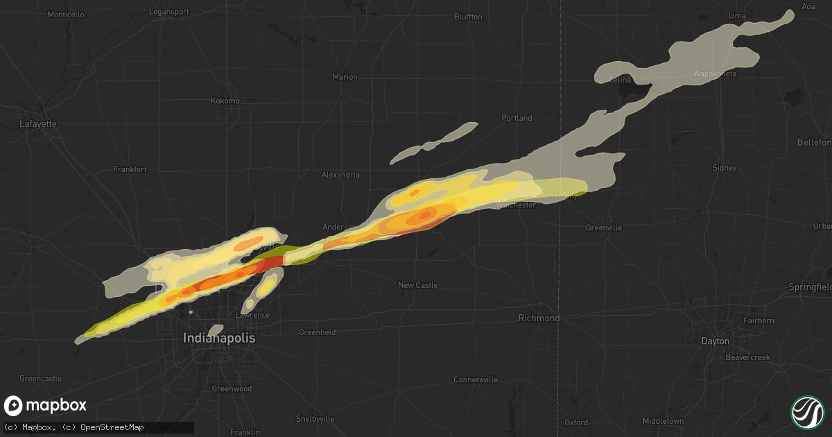 Hail map in Muncie, IN on April 10, 2013