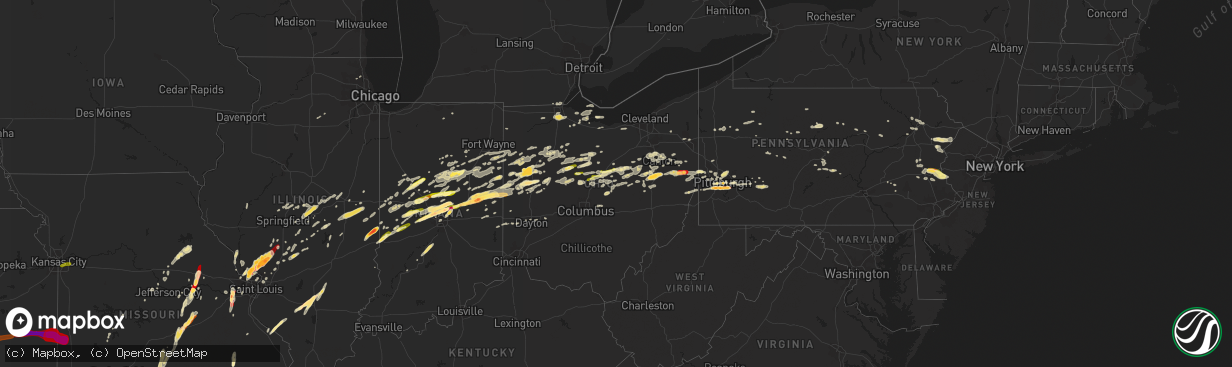 Hail map in Ohio on April 10, 2013