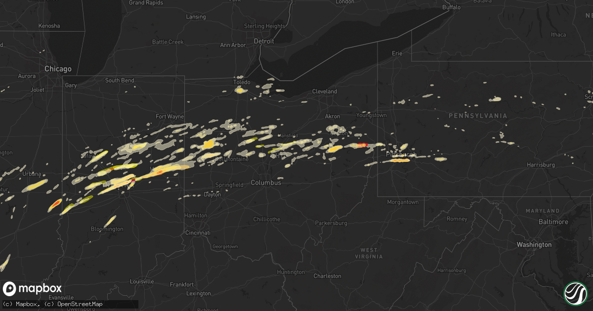 Hail map in Ohio on April 10, 2013