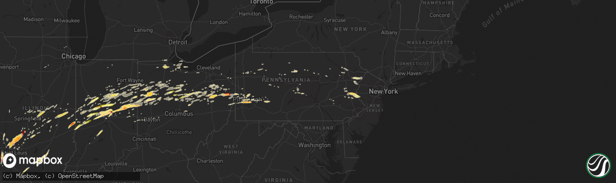 Hail map in Pennsylvania on April 10, 2013