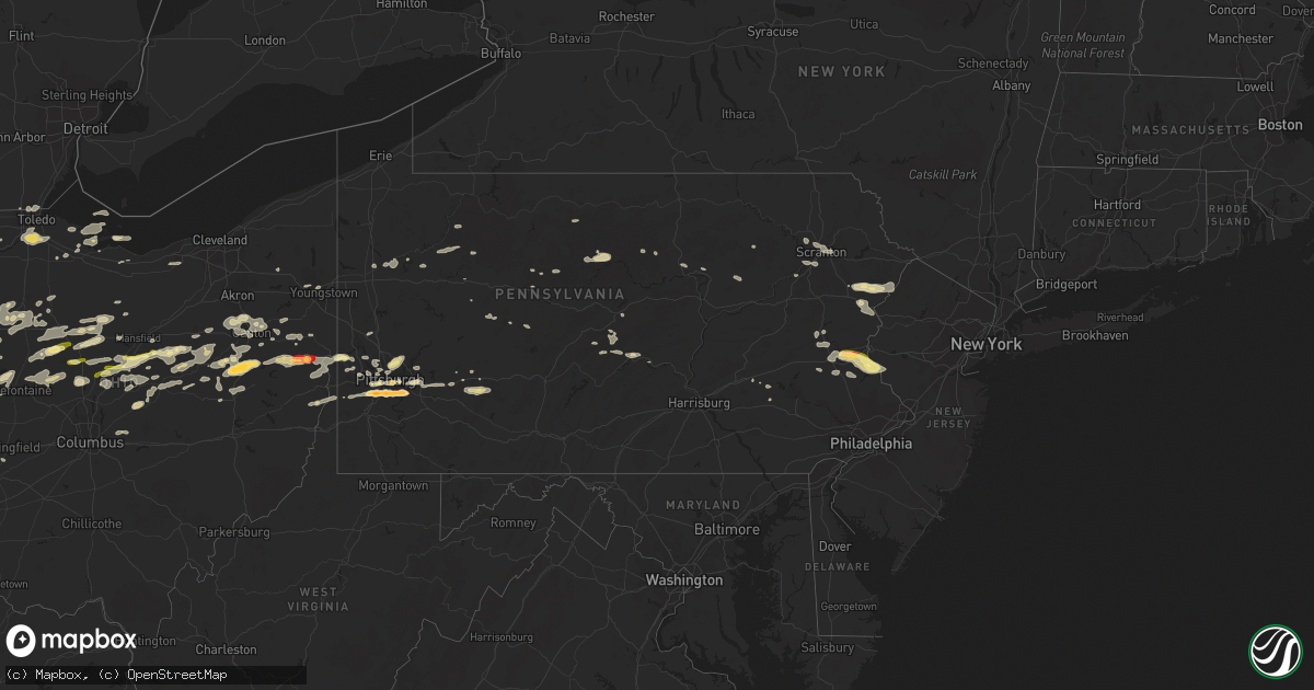 Hail map in Pennsylvania on April 10, 2013