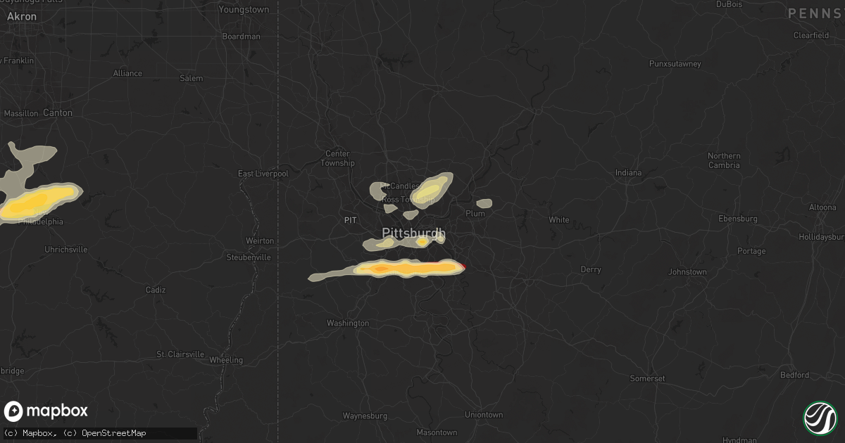 Hail map in Pittsburgh, PA on April 10, 2013