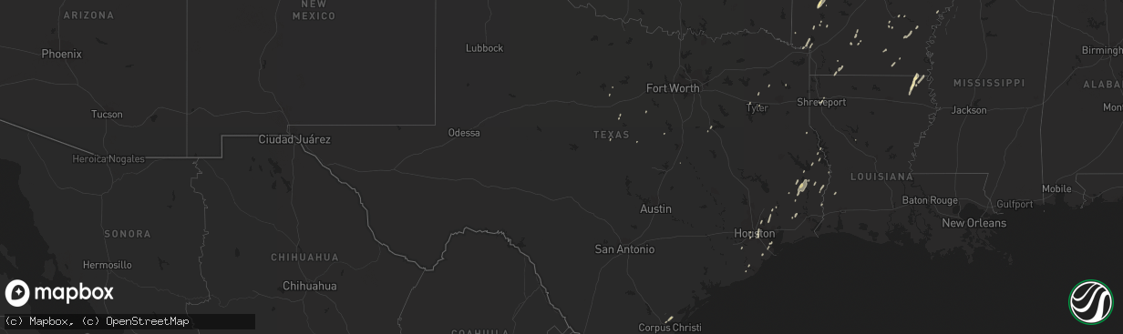 Hail map in Texas on April 10, 2013