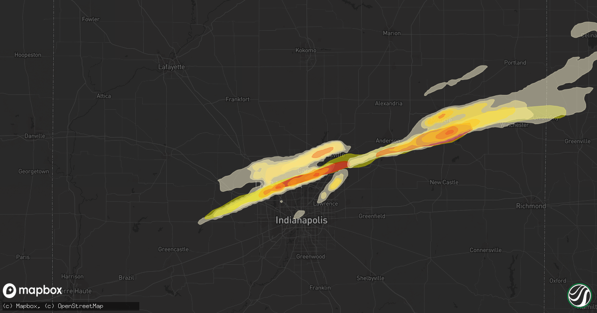 Hail map in Westfield, IN on April 10, 2013