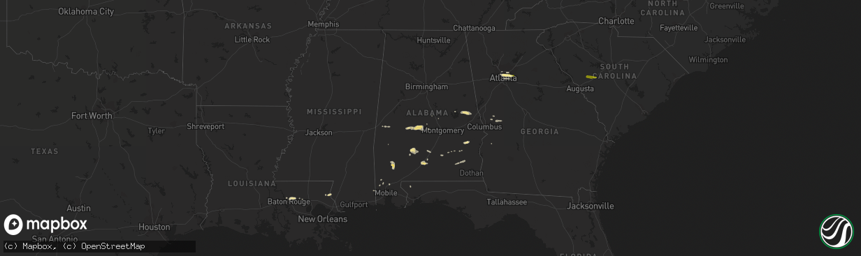 Hail map in Alabama on April 10, 2015